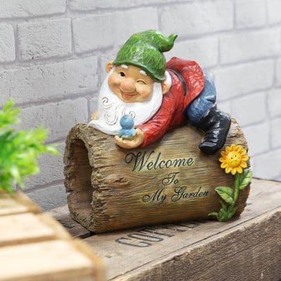 40% OFF!!! Multicoloured Welcome Garden Gnome Ornament Statue Sign 25cm Outdoor