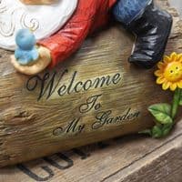 40% OFF!!! Multicoloured Welcome Garden Gnome Ornament Statue Sign 25cm Outdoor