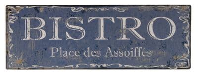 40cm Long Blue Shabby Vintage Chic French Bistro Restaurant Metal Sign Plaque