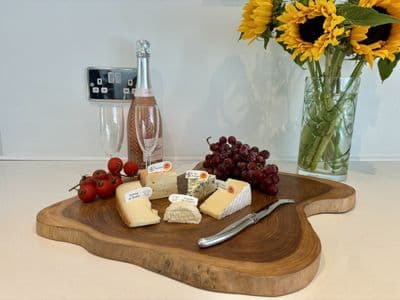40cm Tree Slice Wooden Chopping Board Cheese Charcuterie Display Teak