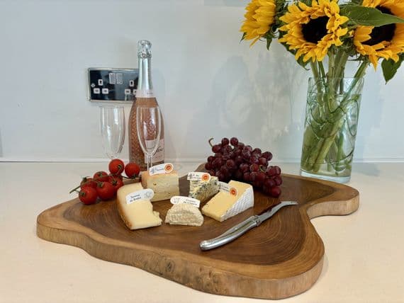 40cm Tree Slice Wooden Chopping Board Cheese Charcuterie Display Teak