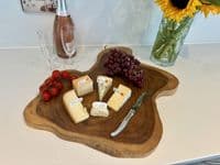 40cm Tree Slice Wooden Chopping Board Cheese Charcuterie Display Teak