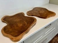 40cm Tree Slice Wooden Chopping Board Cheese Charcuterie Display Teak