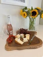 40cm Tree Slice Wooden Chopping Board Cheese Charcuterie Display Teak