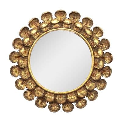 40cm Wall Mirror Leaf Design Round Decoration Wall Art Home Gift