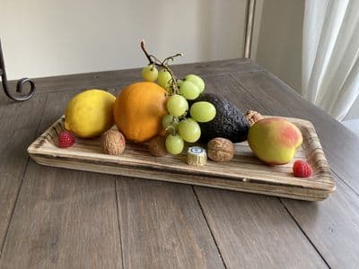 40cm Wood Rectangular Bowl Serving Dish Fruit Sweets Nuts Accessories Pot Pourri