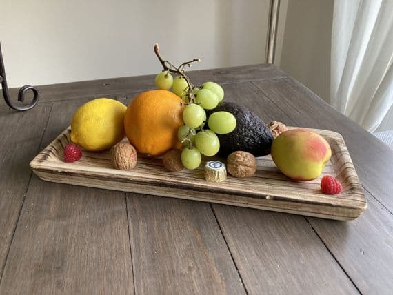 40cm Wood Rectangular Bowl Serving Dish Fruit Sweets Nuts Accessories Pot Pourri