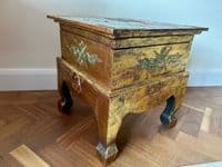 42cm Table - Wooden Hand Carved and Painted Indonesian Elephant Occasional Chest