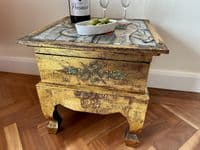42cm Table - Wooden Hand Carved and Painted Indonesian Elephant Occasional Chest
