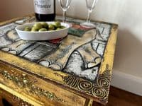 42cm Table - Wooden Hand Carved and Painted Indonesian Elephant Occasional Chest