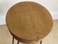 43cm Natural & Gold Plant Stand Occasional Side Table - Handmade in Wood & Metal