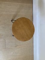 43cm Natural & Gold Plant Stand Occasional Side Table - Handmade in Wood & Metal