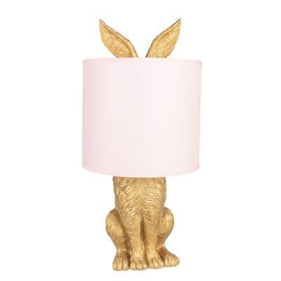 43cm Pink & Gold Rabbit Hare Table Buffet Bedside Lamp Light - E27 Fitting 60w