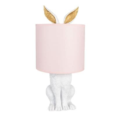 43cm Pink & White Rabbit Hare Table Buffet Bedside Lamp Light - E27 Fitting 60w