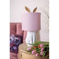 43cm Pink & White Rabbit Hare Table Buffet Bedside Lamp Light - E27 Fitting 60w
