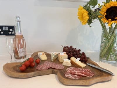 45cm Charcuterie Cheese Board Teak Wooden Fruit Bowl Display Gift