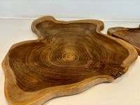 45cm Charcuterie Cheese Board Teak Wooden Fruit Bowl Display Gift