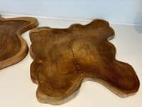 45cm Charcuterie Cheese Board Teak Wooden Fruit Bowl Display Gift