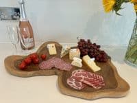 45cm Charcuterie Cheese Board Teak Wooden Fruit Bowl Display Gift