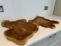 45cm Charcuterie Cheese Board Teak Wooden Fruit Bowl Display Gift