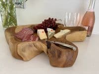 45cm Huge Heavy Charcuterie Platter Cheese Board Wooden Fruit Bowl