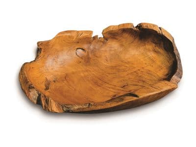 45cm Long Teak Oval Root Bowl Rustic Wood Handcarved Handmade Gift