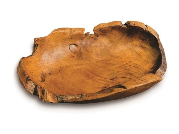 45cm Long Teak Oval Root Bowl Rustic Wood Handcarved Handmade Gift