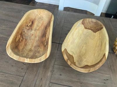 45cm Long Teak Oval Root Regualr Bowl Wood Handcarved Handmade Gift