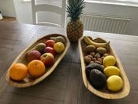 45cm Long Teak Oval Root Regualr Bowl Wood Handcarved Handmade Gift