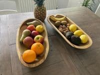 45cm Long Teak Oval Root Regualr Bowl Wood Handcarved Handmade Gift