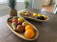 45cm Long Teak Oval Root Regualr Bowl Wood Handcarved Handmade Gift