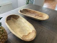 45cm Long Teak Oval Root Regualr Bowl Wood Handcarved Handmade Gift