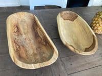 45cm Long Teak Oval Root Regualr Bowl Wood Handcarved Handmade Gift