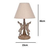 46cm Cream Brown Rabbit Hare Lamp Light w/ Shade - Wood Effect