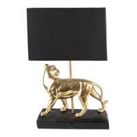 47cm Black & Gold Leopard Table Buffet Bedside Lamp Light - E27 18W