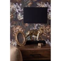 47cm Black & Gold Leopard Table Buffet Bedside Lamp Light - E27 18W