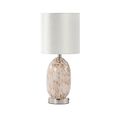 47cm White & Gold Glass Table Buffet Bedside Lamp Light with Cream Shade 40w E14