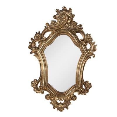48cm Baroque Style Wall Mirror Art - Distressed Aged Gold - Wall Hanging Gift