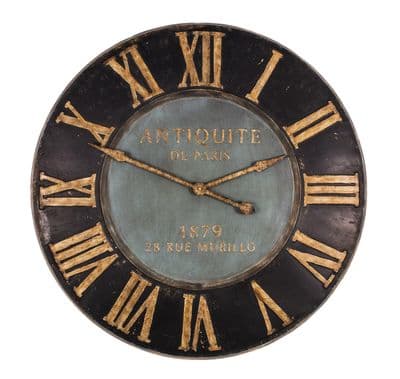 50% OFF! 93cm Iron Wall Clock Black & Gold French Shabby Chic Antiquite de Paris