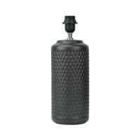 50cm Black Patterned Ceramic Table Buffet Ribbed Lamp Black Linen Shade E27 60w