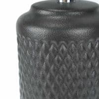 50cm Black Patterned Ceramic Table Buffet Ribbed Lamp Black Linen Shade E27 60w