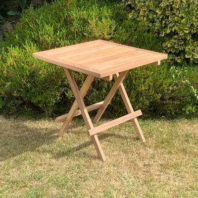 50cm Square Picnic Garden Table Wooden Slatted Folding Indonesian A Grade Teak