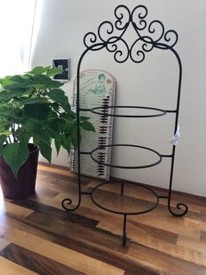 54cm Tall 3 tier Plate Cake Holder Platter Tower Stand Brown Metal