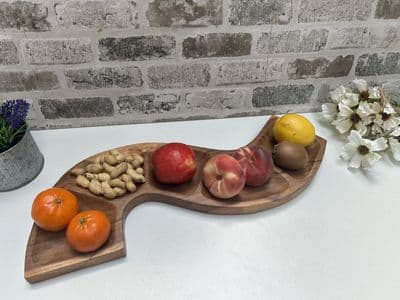 56cm Teak Wooden Snake Bowl Dinner Party Snack Finger Food Crisps Hors d'oeuvres