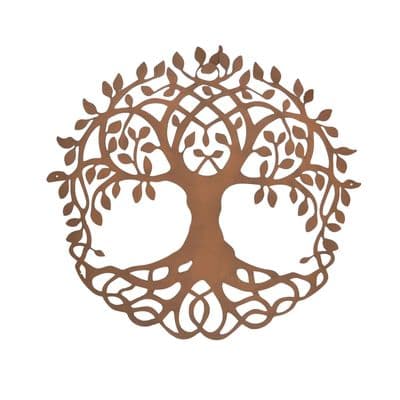 60cm Metal Rusty Effect Tree of Life Wall Art Laser Cut Garden Sculpture