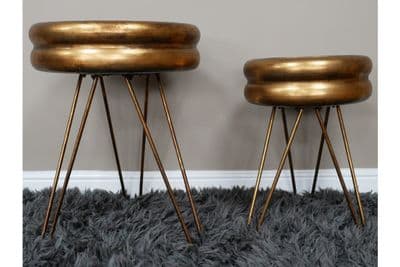 60cm Set 2 Gold Metal Freestanding Plant Pots - Contemporary Design