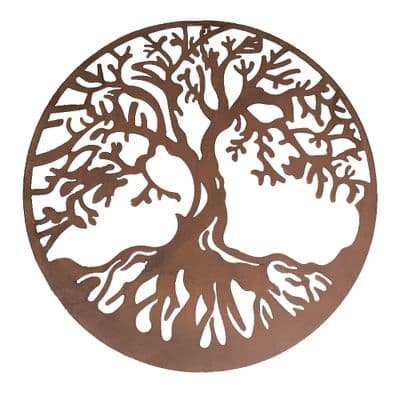 60cm Tree of Life Roots Metal Garden Wall Art Decoration Ornament - Brown