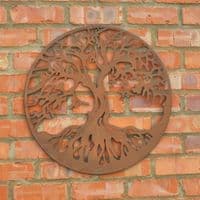 60cm Tree of Life Roots Metal Garden Wall Art Decoration Ornament - Brown
