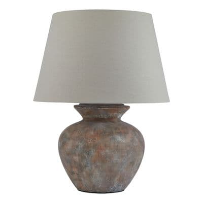 63cm Huge Natural Stone Antiqued Buffet Table Lamp Light  Brown / Clay Colour