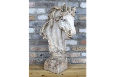 6KG Huge 67cm Horses Head Ornament Statue Bust Figurine - Grey Stone Gift